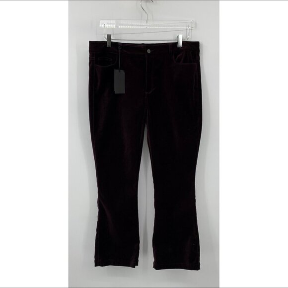 Paige Claudine high waist flared velvet jeans pants ankle new Black Cherry 33 16 - Picture 2 of 5